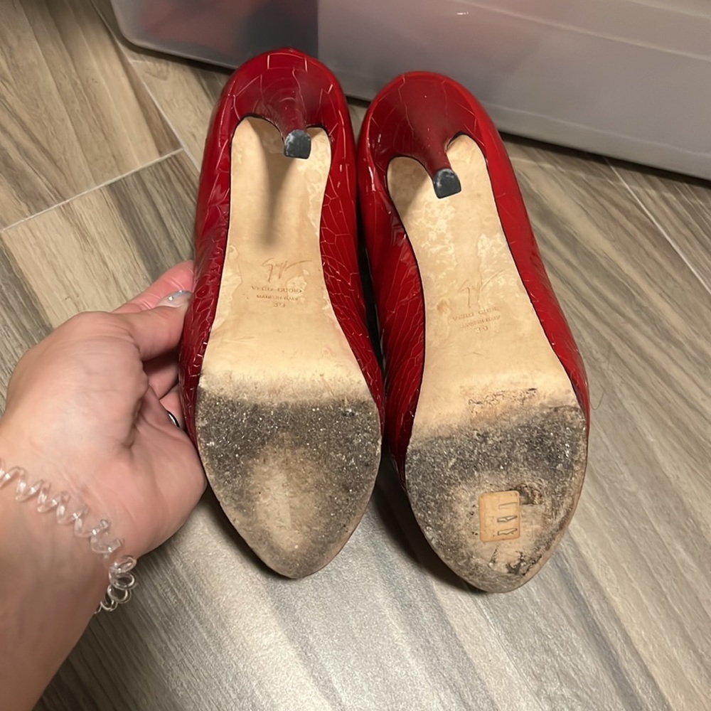 Giuseppe Zanetti pay&leather Red peep toe - Picture 4 of 7